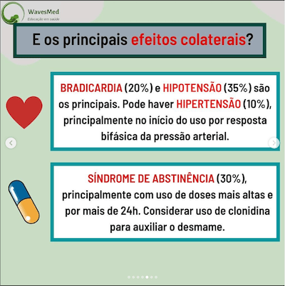 Efeitos colaterais sedação dexmedetomidina precedex wavesmed