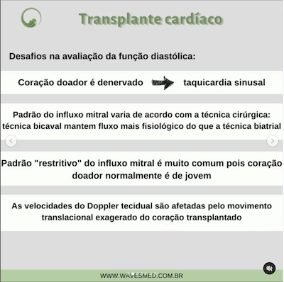 Desafio avaliação ecocardiograma função diastólica no transplante cardíaco wavesmed