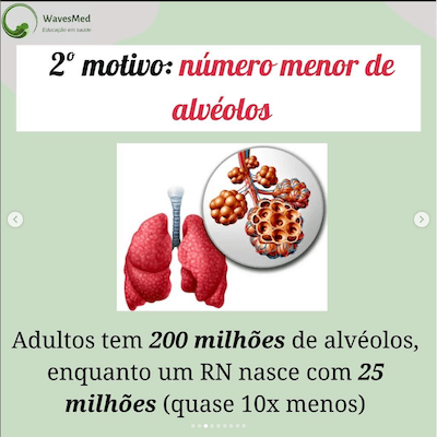 Numero alveolos bebes tem mais insuficiência respiratória que adultos wavesmed