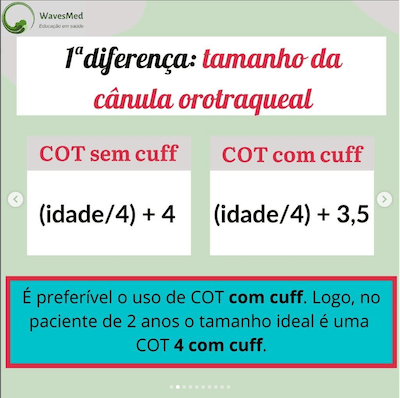 Tamanho da cânula orotraqueal intubação criança wavesmed