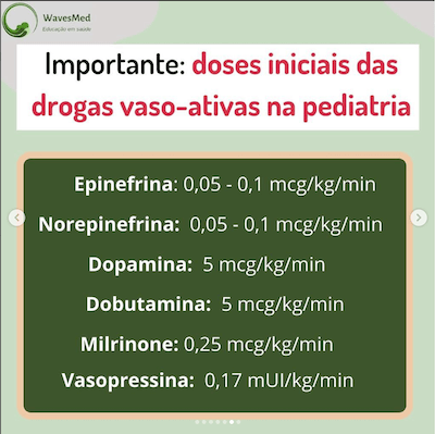 Doses iniciais droga vasoativa crianças wavesmed