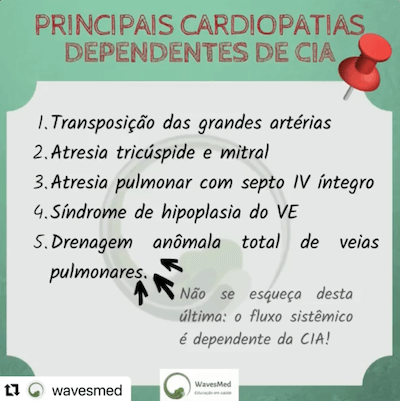 Quando é importante saber se a CIA é restritiva?<br />  Principais cardiopatias dependentes de CIA Wavesmed