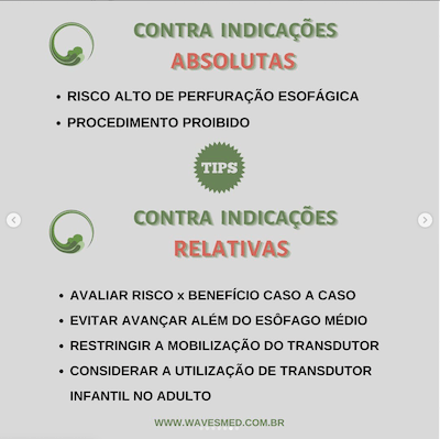 Ecocardiograma transesofágico contra indicações Wavesmed<br />  Contra-indicações absolutas