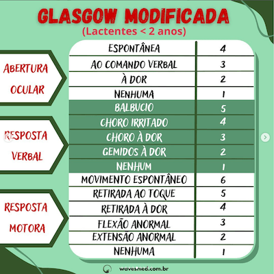 TCE em crianças Wavesmed  Escala Glasgow modificada