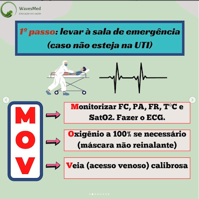 Taquicardia supraventricular Wavesmed<br />  Sala de emergência<br />  Monitorizar<br />  Oxigênio<br />  Acesso venoso