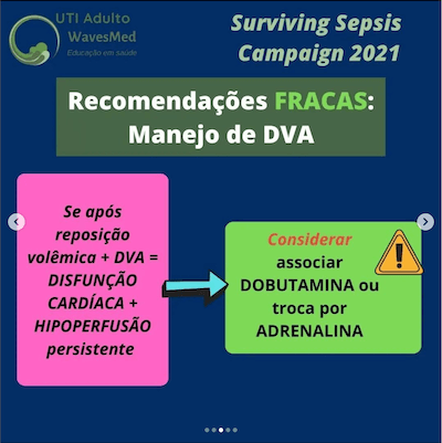 Recomendações fracas manejo droga vasoativa wavesmed